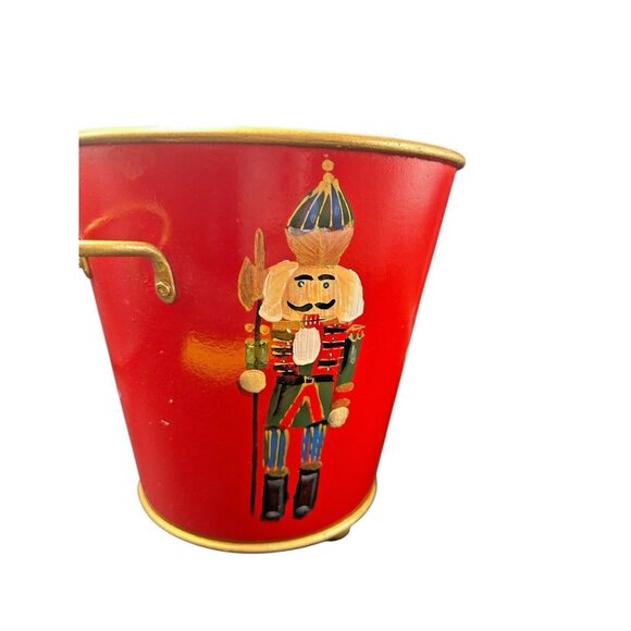 Jardiniere Planter Hand Painted Nutcracker Metal Brass...